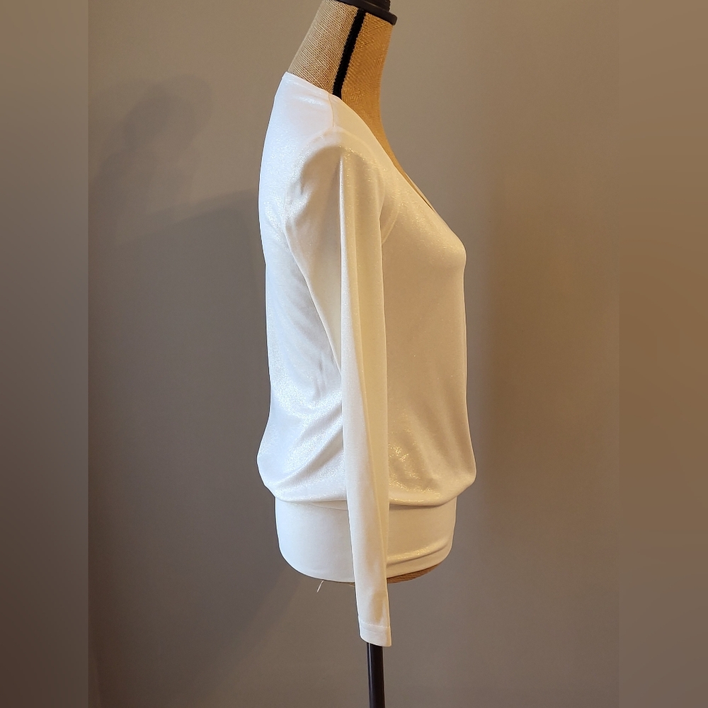 Joseph Ribkoff Size 6 Ivory Shimmer Long Sleeve Pullover Top - Picture 5 of 10